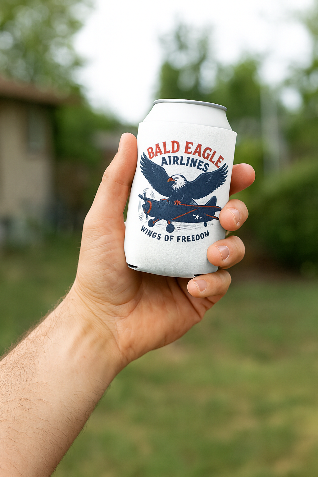 Bald Eagle Airlines Can Cooler – Keep Your Drinks Cold with Patriotic Styl