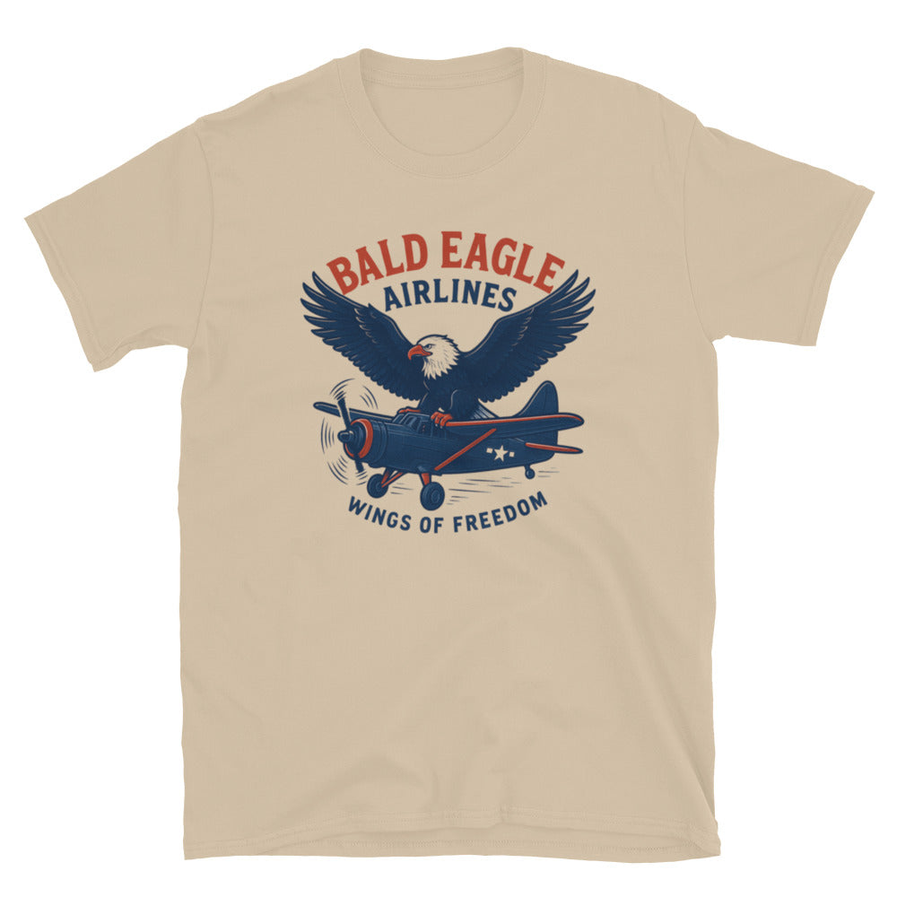 tan shirt with bald eagle airlines tee shirt