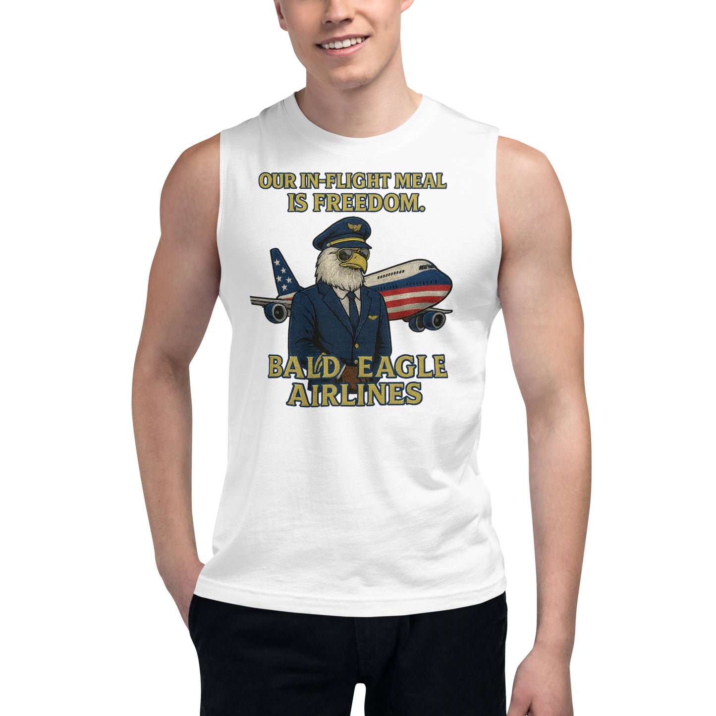 closeup of man wearing muscle shirt for fitness and gym