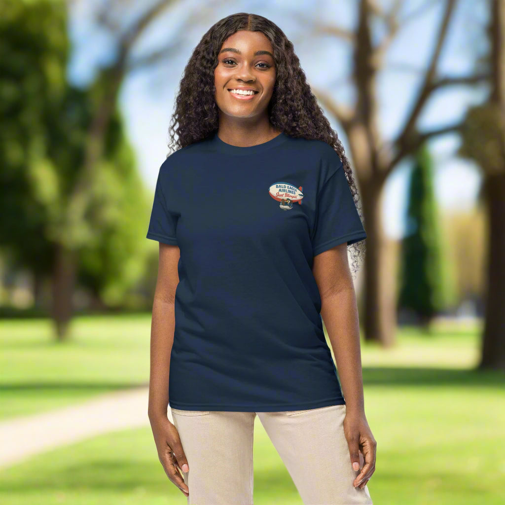 woman wearing blimp shirt