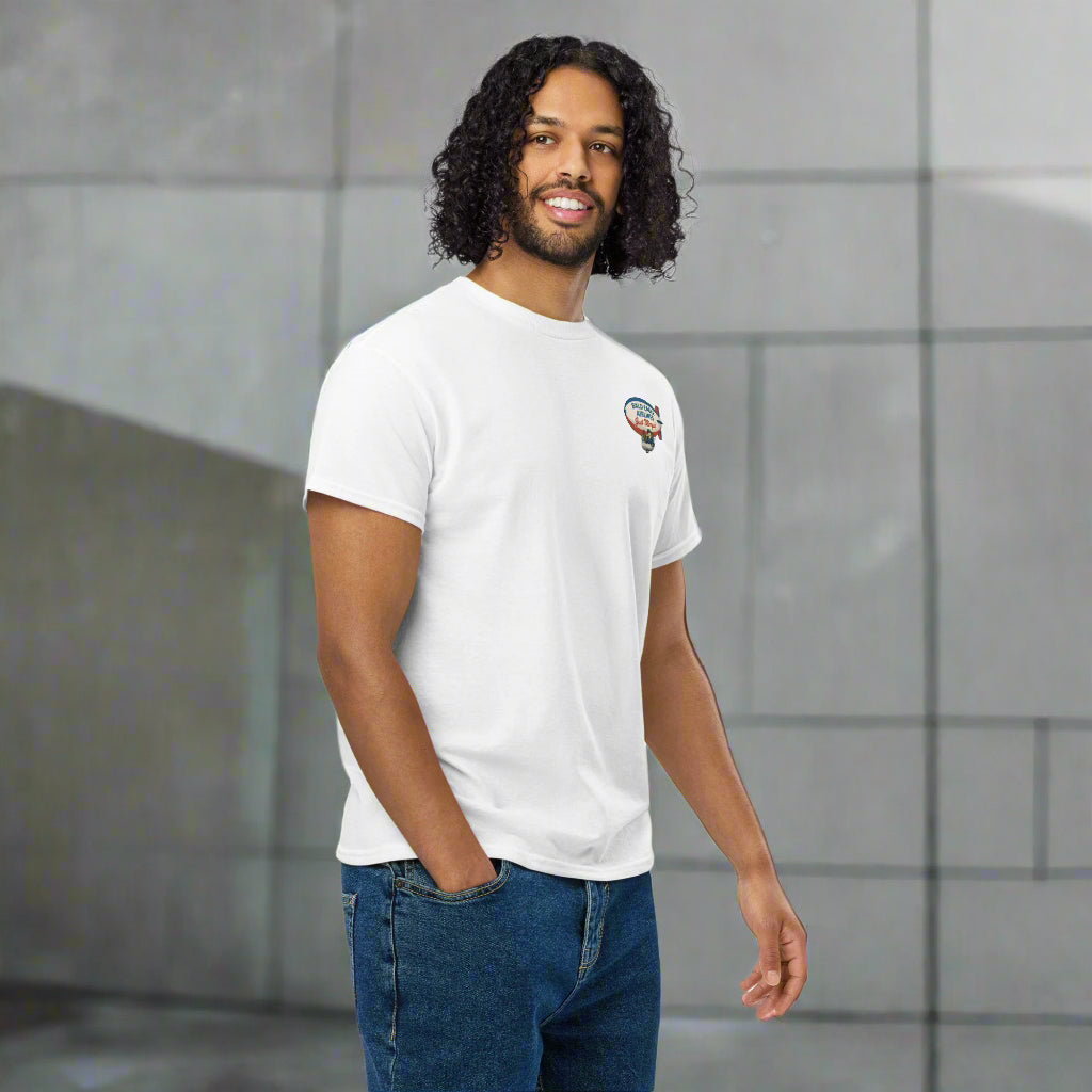 guy wearing just blimpin shirt