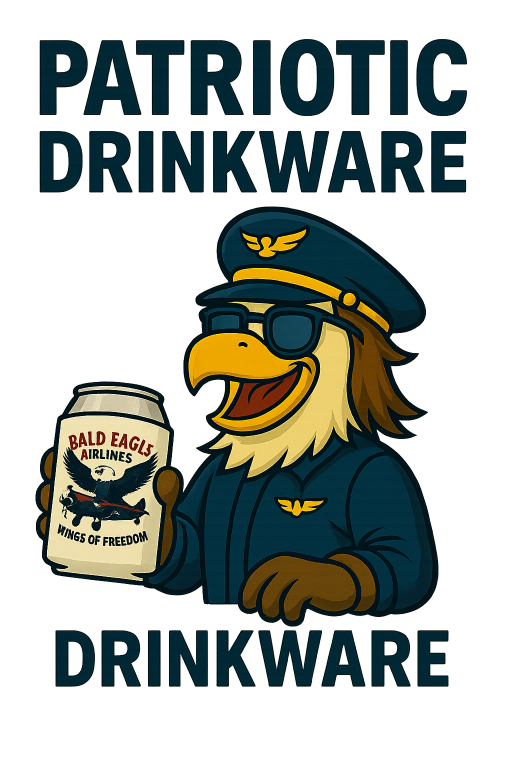 USA patriotic drinkware – American flag tumblers and mugs from Bald Eagle Airlines for everyday freedom fuel