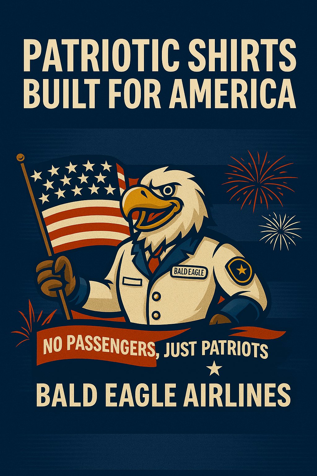 American flag t-shirts for patriots – unisex freedom-themed apparel by Bald Eagle Airlines, designed for everyday wea