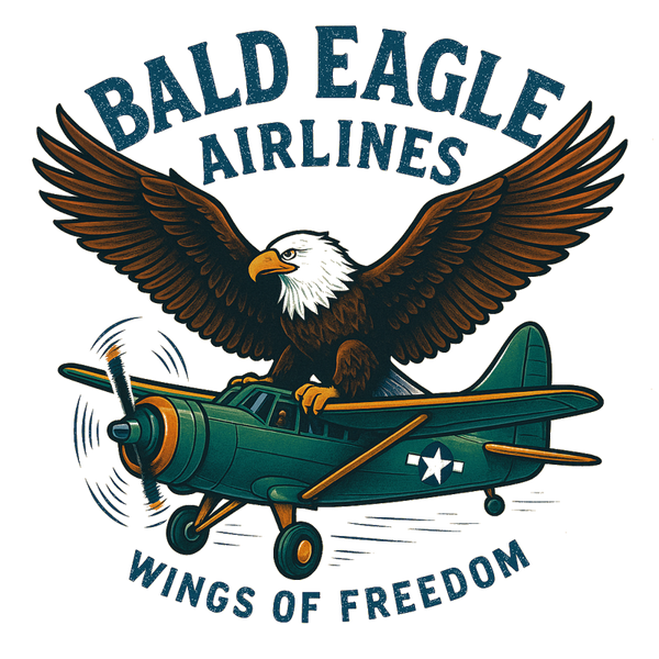 bald eagle airlines logo, with vintage plane, eagle