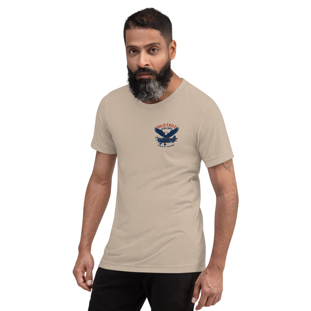 tan bald eagle airlines wings of freedom t shirt